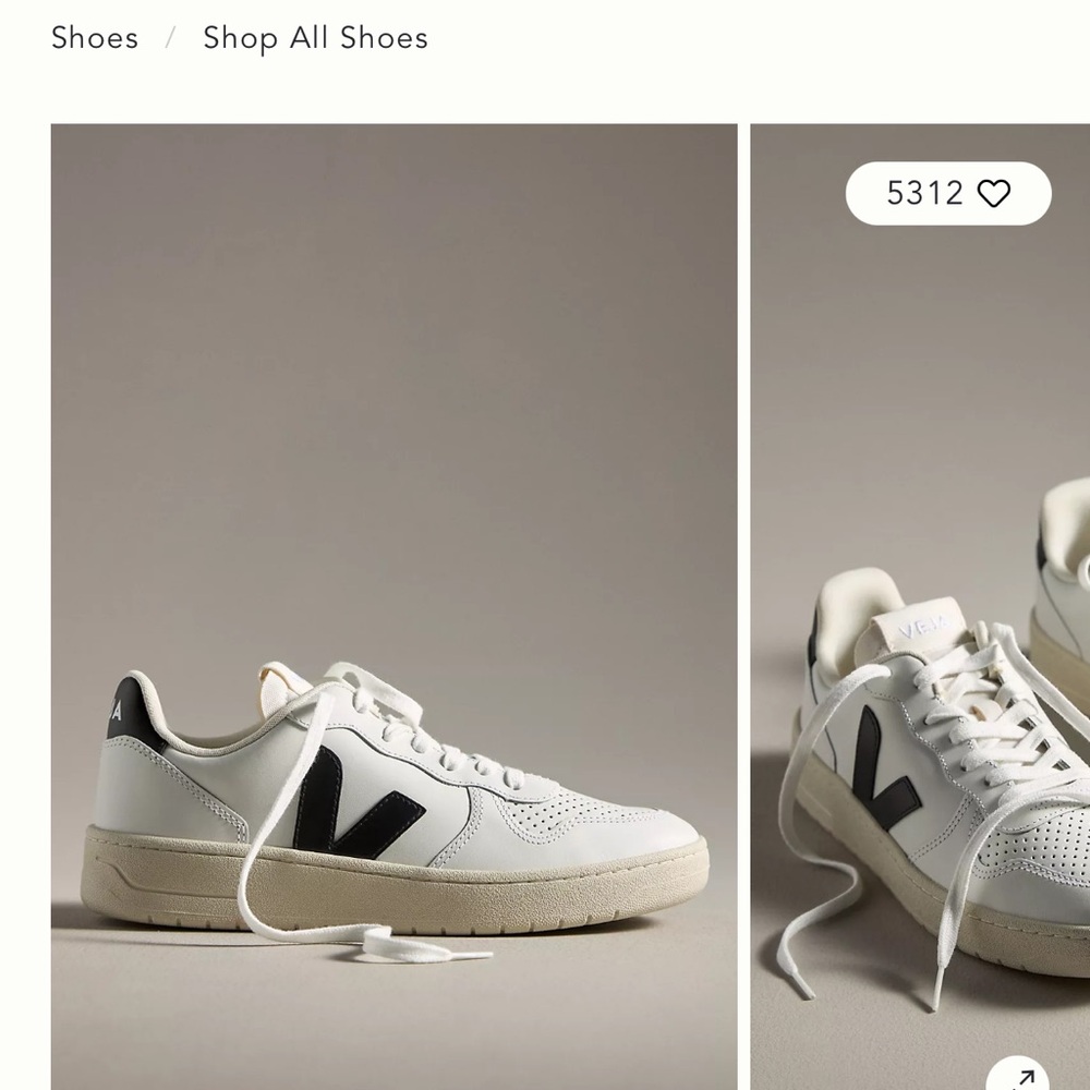 Veja V-10 White and Black Sneakers